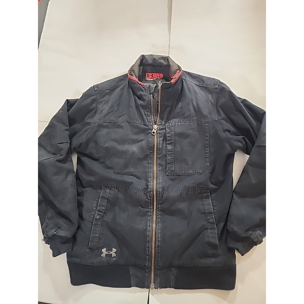 Under Armour Jacket Mens Lg Hunting Bomber Biker Quilted Zip Insulated Black‎